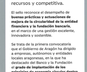 Ibercaja lanza una Buena Práctica en comunicación del Sello Aragón Circular